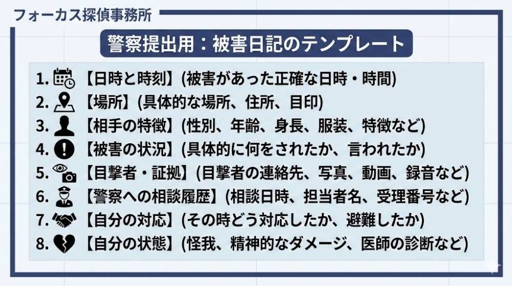 被害日記のテンプレートの図