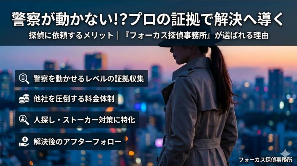 探偵に依頼するメリット|「フォーカス探偵事務所」が選ばれる理由