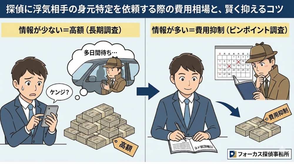 探偵に浮気相手の身元特定を依頼する際の費用相場と、賢く抑えるコツ