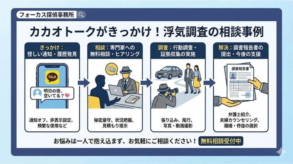 カカオトークがきっかけの浮気調査の相談事例