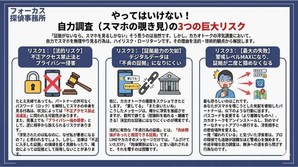 やってはいけない!自力調査(スマホの覗き見)の3つの巨大リスク