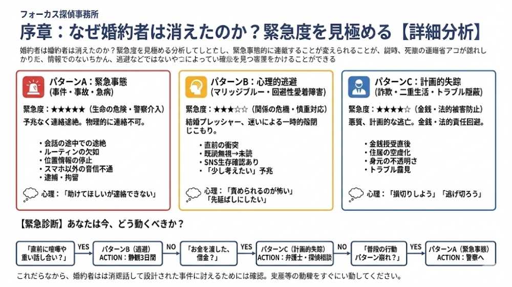 序章：なぜ婚約者は消えたのか？緊急度を見極める【詳細分析】