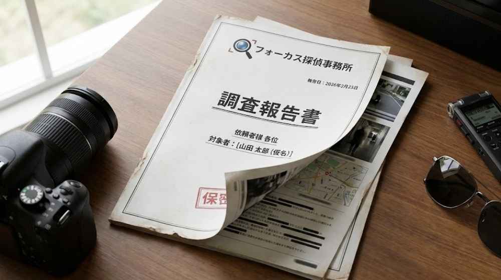 フォーカス探偵事務所の調査報告書のサンプル画像