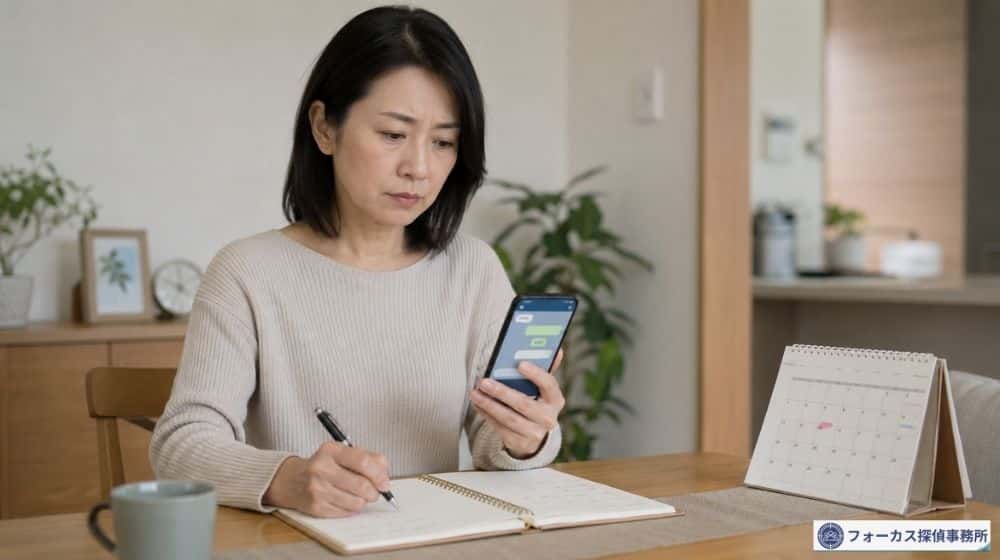 カカオトークが入っている理由を冷静に確認する女性