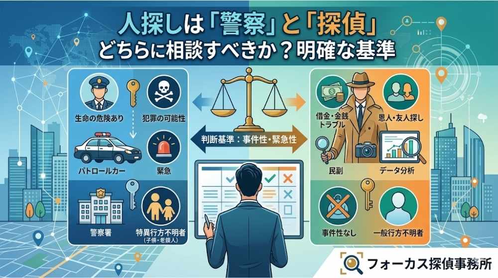 人探しは「警察」と「探偵」どちらに相談すべきか？明確な基準 