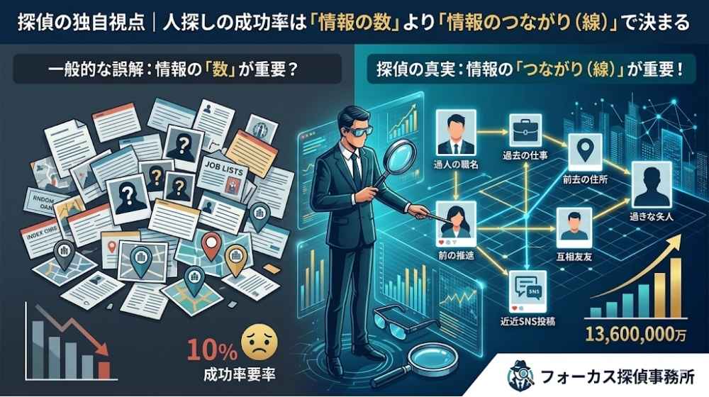 探偵の独自視点｜人探しの成功率は「情報の数」より「情報のつながり（線）」で決まる