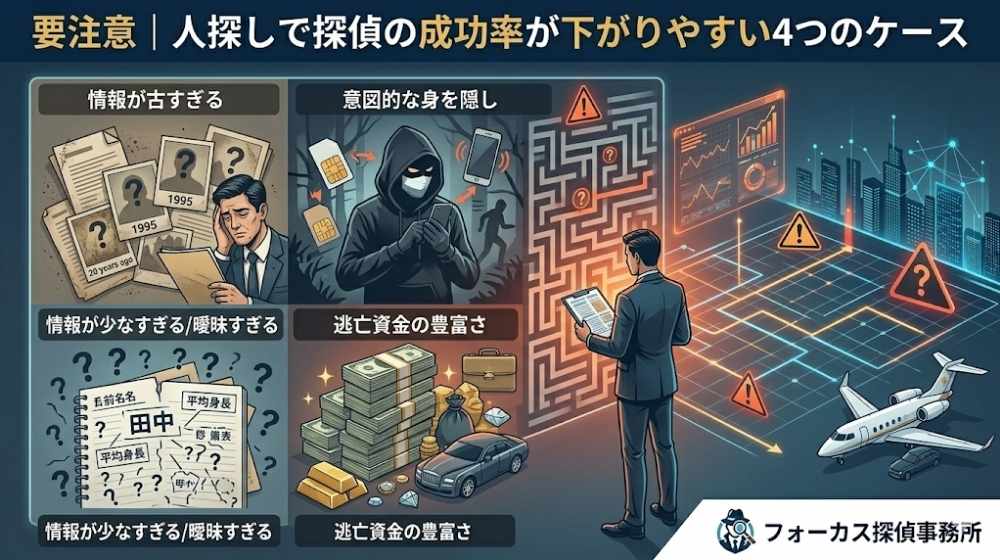 要注意｜人探しで探偵の成功率が下がりやすい4つのケース