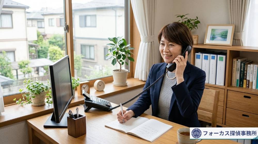 家出失踪の相談を受ける探偵事務所の相談員のイメージ