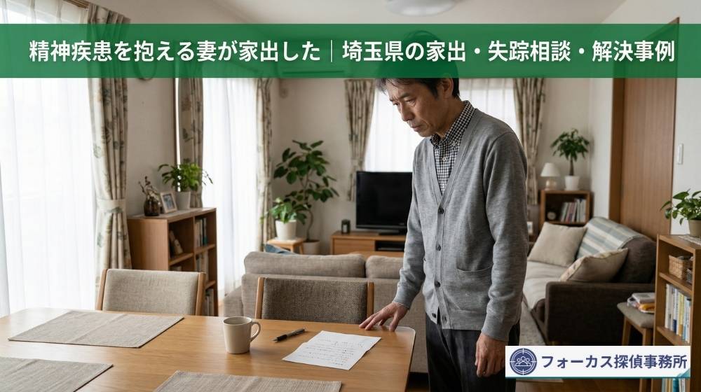 精神疾患を抱える妻が家出した|埼玉県の家出・失踪相談・解決事例