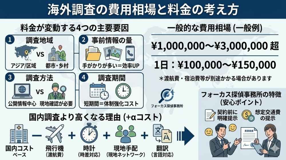 フォーカス探偵事務所が教える海外調査の費用相場と料金の考え方