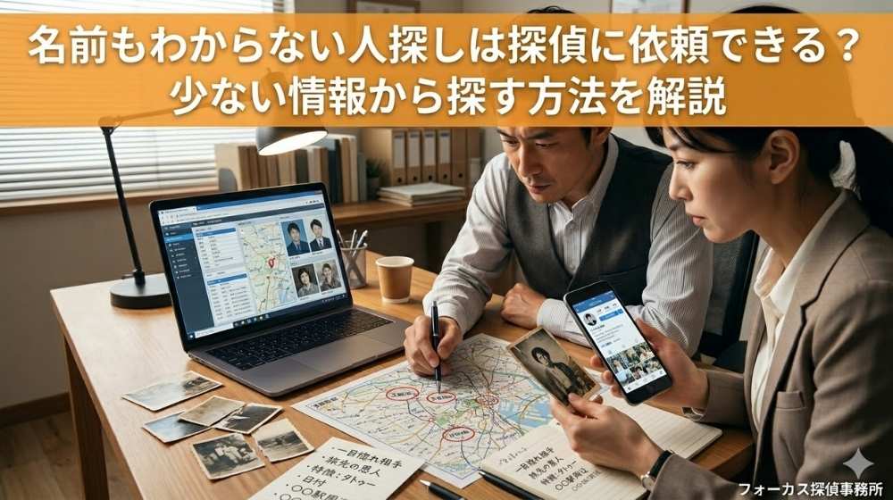 名前もわからない人探しは探偵に依頼できる？少ない情報から探す方法を解説
