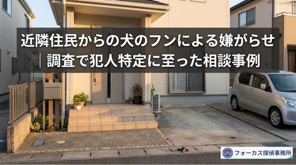 近隣住民による犬のフン投棄の嫌がらせ被害を表現した一軒家前のイメージ画像