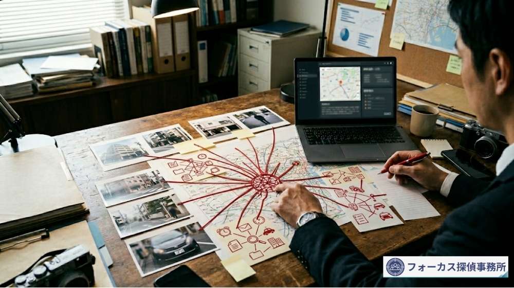 断片情報をつないで所在確認に近づいた人探し調査のイメージ