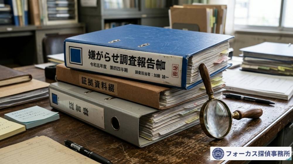 探偵の調査によって撮影された、夜間の嫌がらせ（ゴミ投棄）の瞬間を捉えた暗視カメラの証拠写真。日時が記録され、警察に提出できる決定的な証拠。不審者の顔はモザイク処理済み。