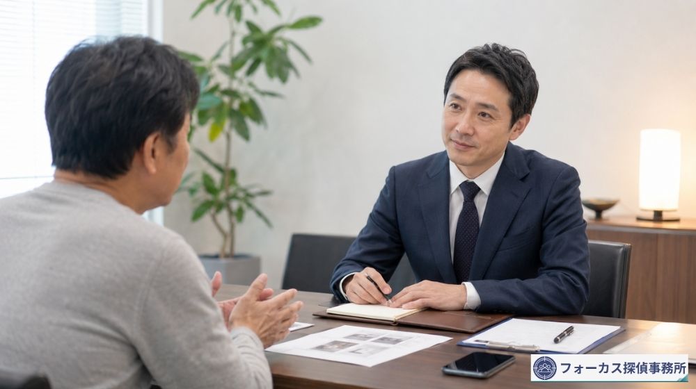 電磁波や嫌がらせの不安について探偵事務所に相談しているイメージ