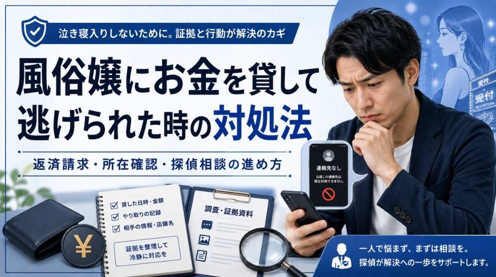 風俗嬢にお金を貸して逃げられた時の対処法を探偵が解説する画像