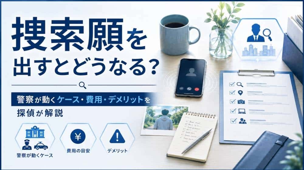 捜索願を出すとどうなるのか警察が動くケースや費用デメリットを探偵が解説するアイキャッチ画像