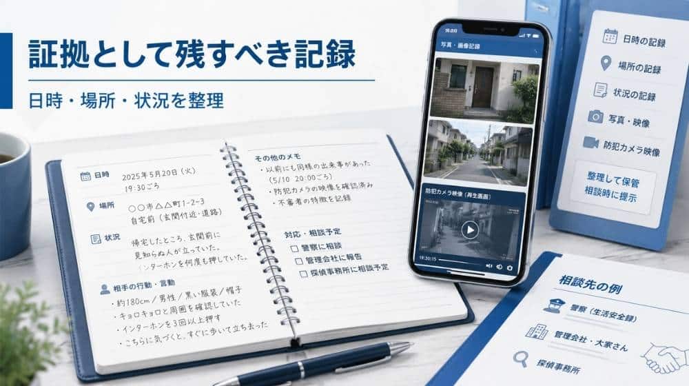 向かいの家から見られている時に残すべき証拠のイメージ