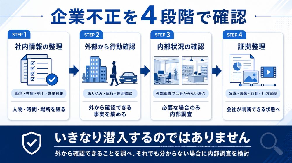 フォーカス探偵事務所の企業不正4段階調査
