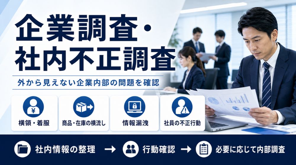 企業調査で社内不正や横領・情報漏洩を確認するイメージ