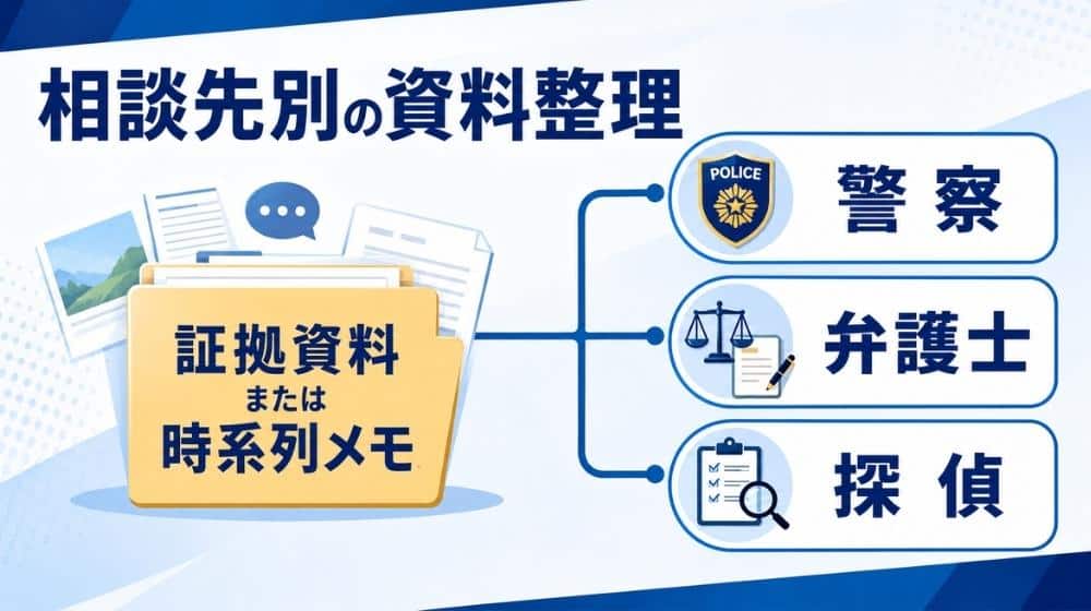警察や弁護士や探偵に相談するための嫌がらせ証拠資料の整理