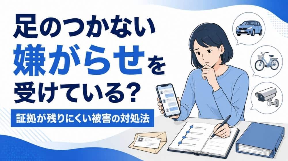 足のつかない嫌がらせを受けている人が証拠を整理して相談先を確認するイメージ