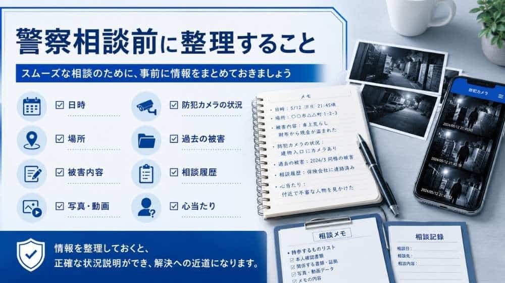 不法侵入で警察に相談する前に整理すべき情報チェックリスト