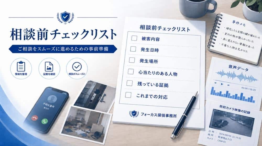 嫌がらせ調査の相談前に整理しておく情報チェックリスト