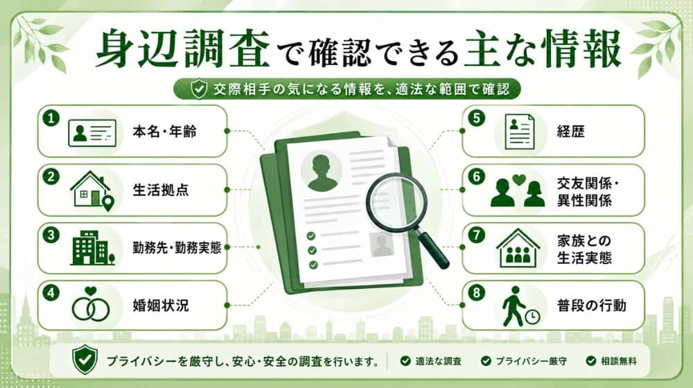 彼氏・彼女の身辺調査でわかる情報の一覧