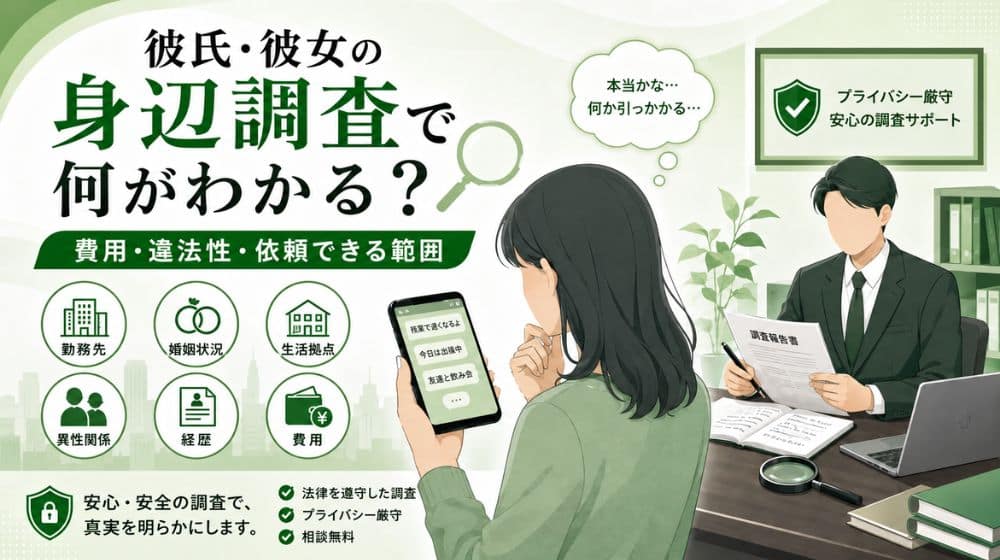 彼氏・彼女の身辺調査で確認できることを解説するイメージ