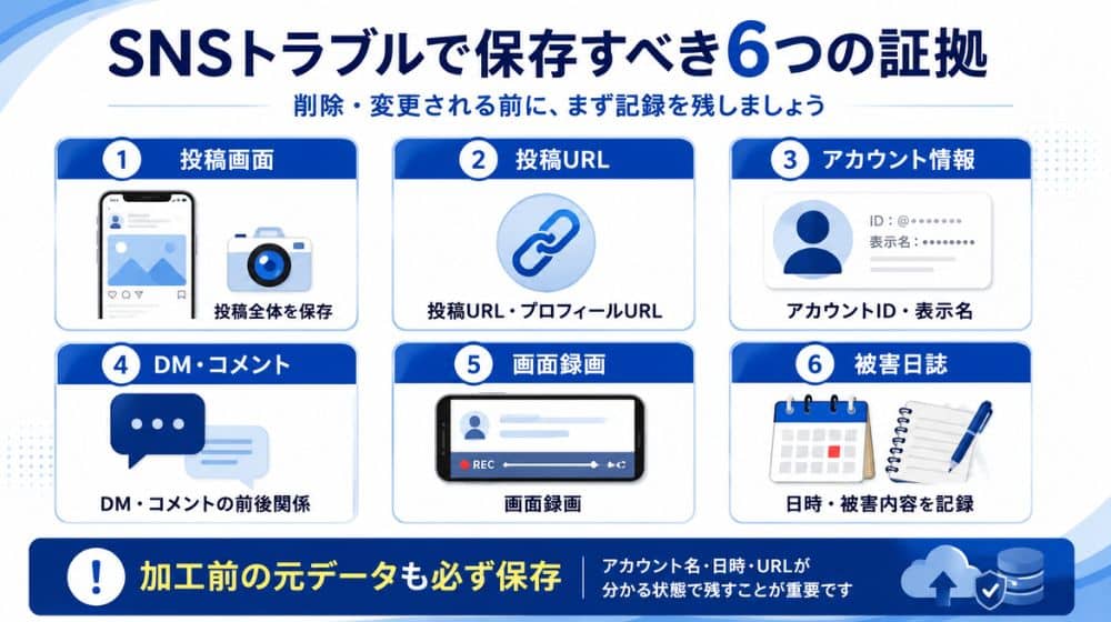 SNSトラブルで保存すべき6つの証拠