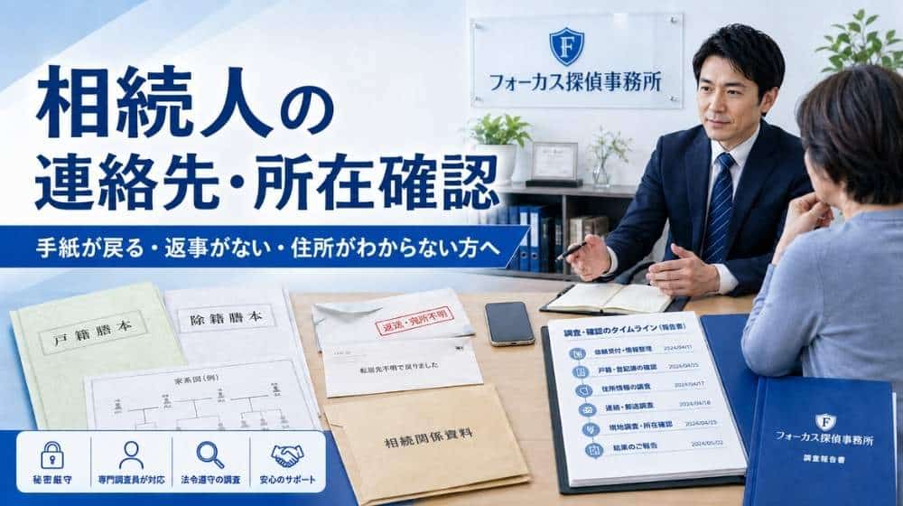 相続人の連絡先や所在確認について探偵事務所に相談するイメージ