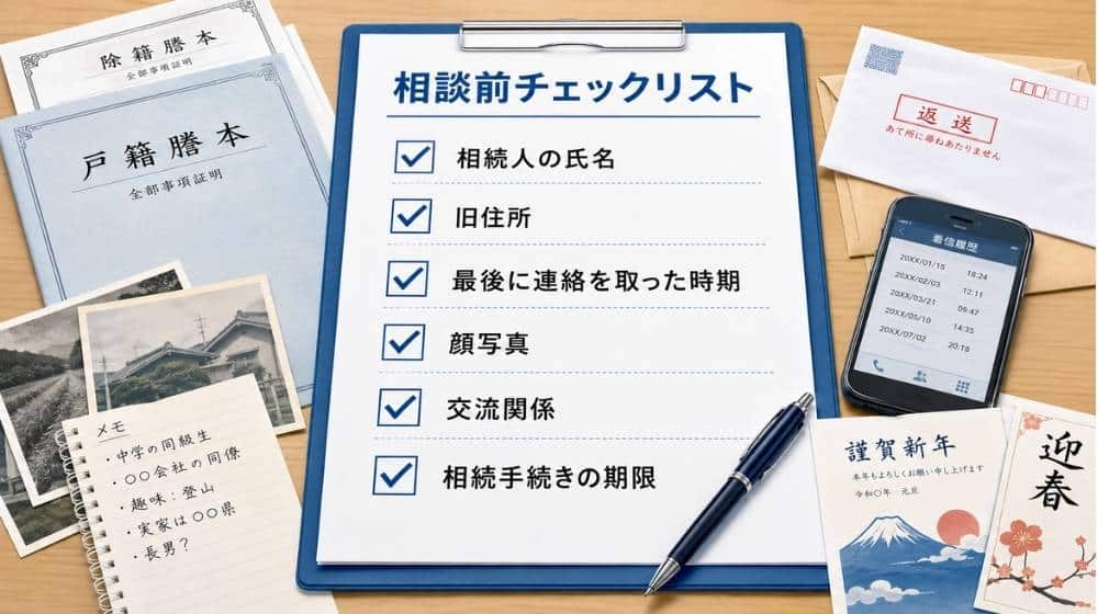 相続人の所在確認を相談する前に整理する情報チェックリスト