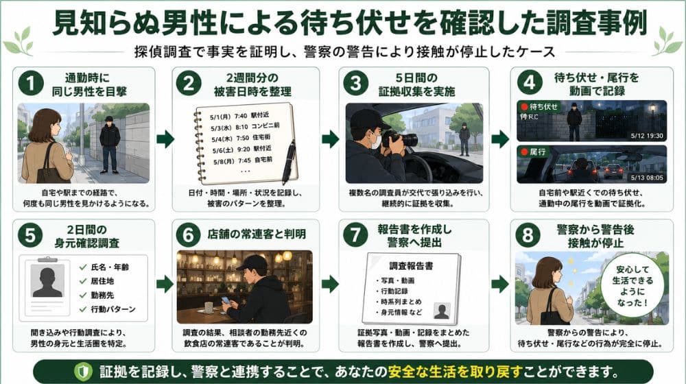 ストーカー調査で待ち伏せと尾行を確認した事例