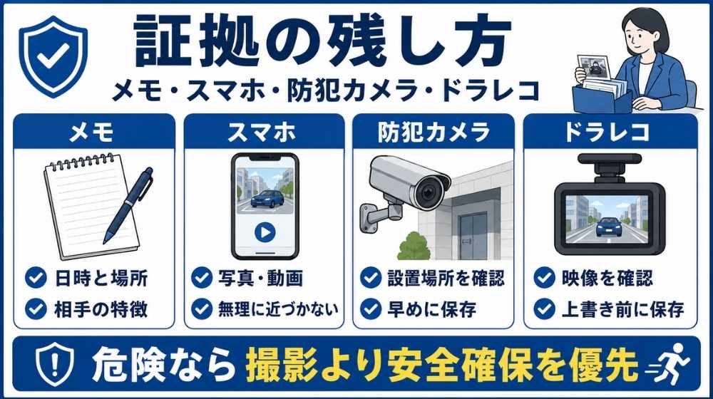 つきまとい被害の証拠として日時や場所を記録する方法