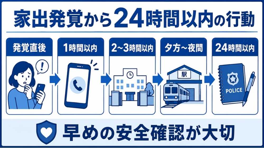 中学生・高校生の家出発覚から24時間以内に親が確認すべき行動チェックリスト