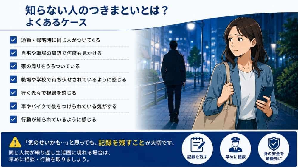 通勤や帰宅時に知らない人がついてくると感じる状況