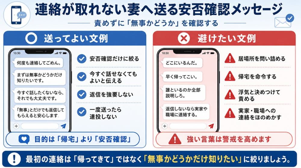 連絡が取れない妻へ送る安否確認メッセージ