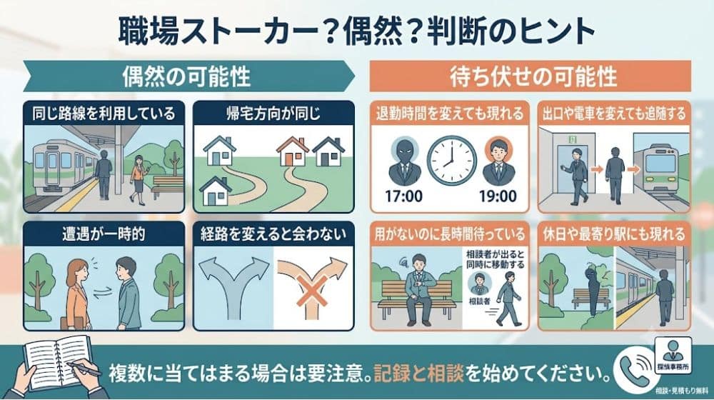 偶然の遭遇と職場での待ち伏せを見分けるポイント