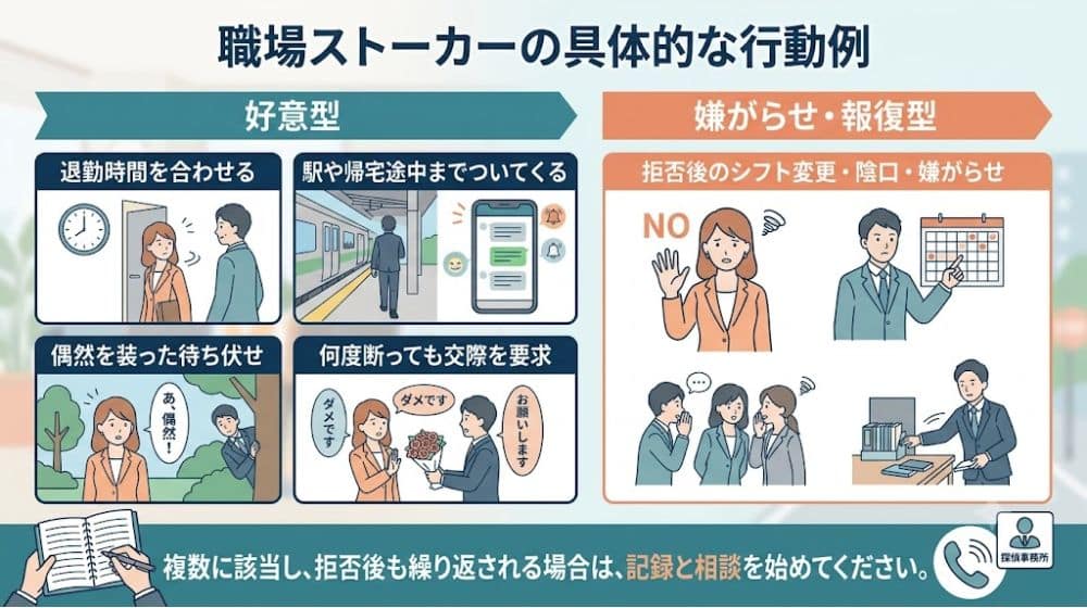 同僚や上司による職場ストーカーで多い相談内容
