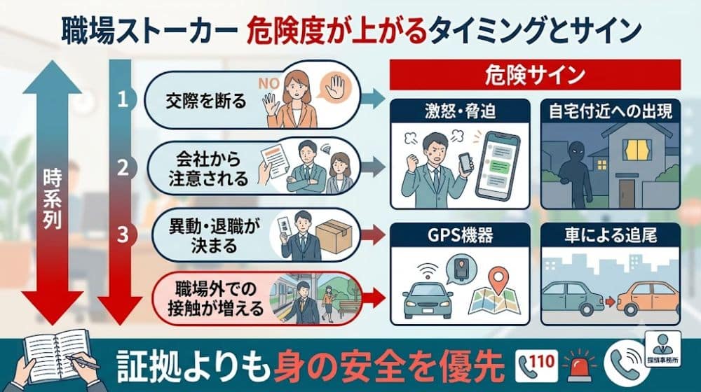 職場ストーカーの危険度が上がるタイミング