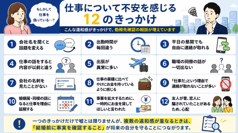 婚約者の仕事や勤務先について怪しいと感じる12のきっかけ